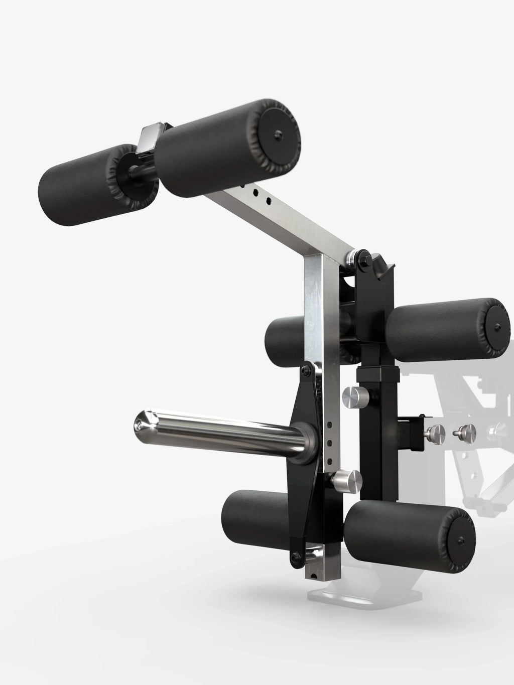 Atletica Predator modular weight bench, sponge leg attachment with foam rollers, detail view