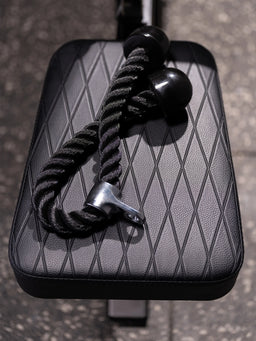 Stinger Functional Cable Tower - black Triceps Rope on padded Bench