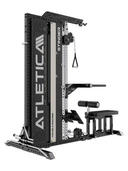 Stinger Functional Cable Tower with pull-up bar, padded rollers, foot plate and grip accessories