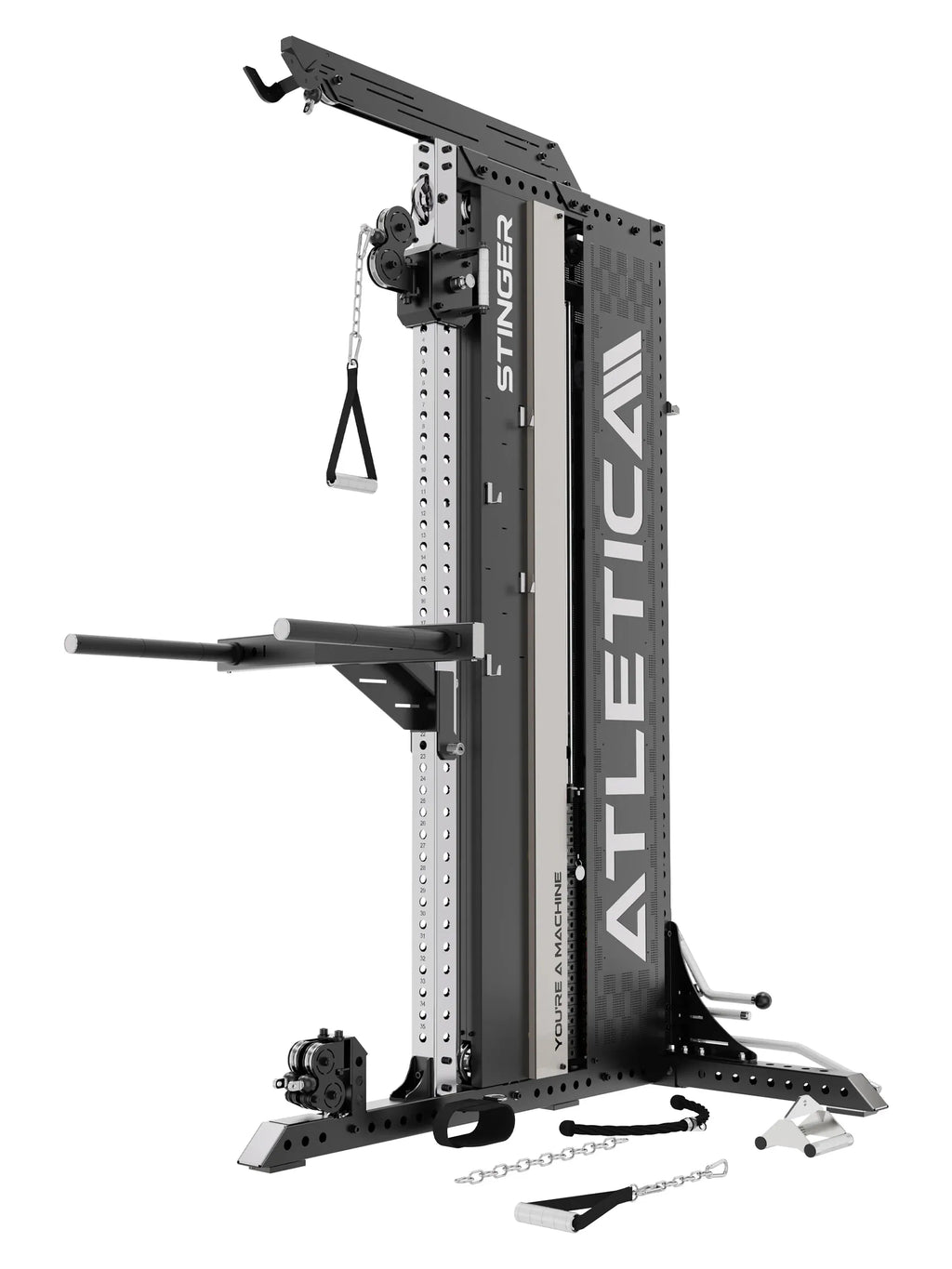 Stinger Functional Cable Tower with weight plate holder, handle and chain pull