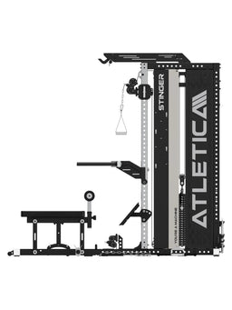 Stinger Functional Cable Tower with adjustable bench, roller pad and training handles