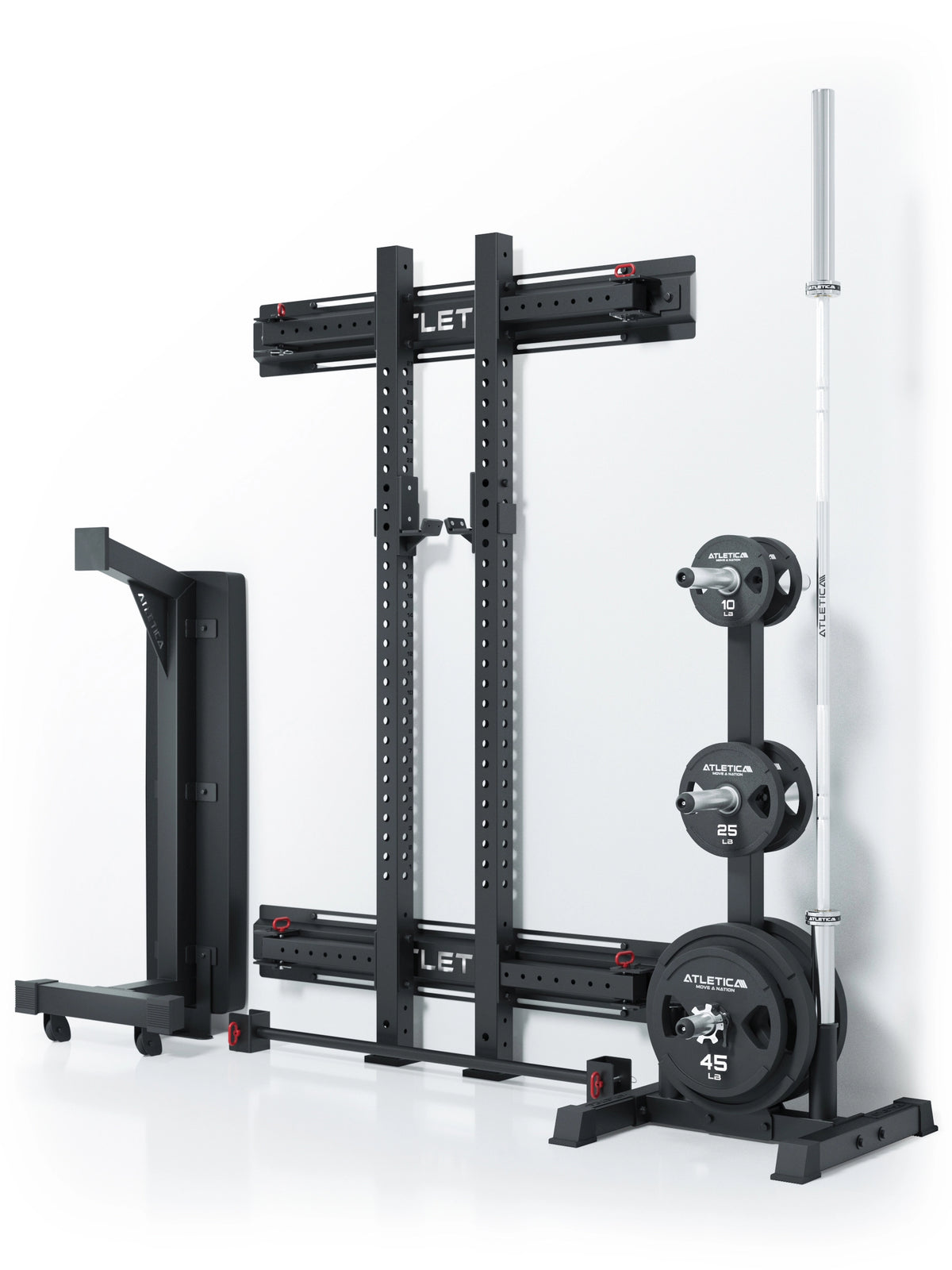R7 Wall Rack - compact wall shelf, barbell, weight plates 