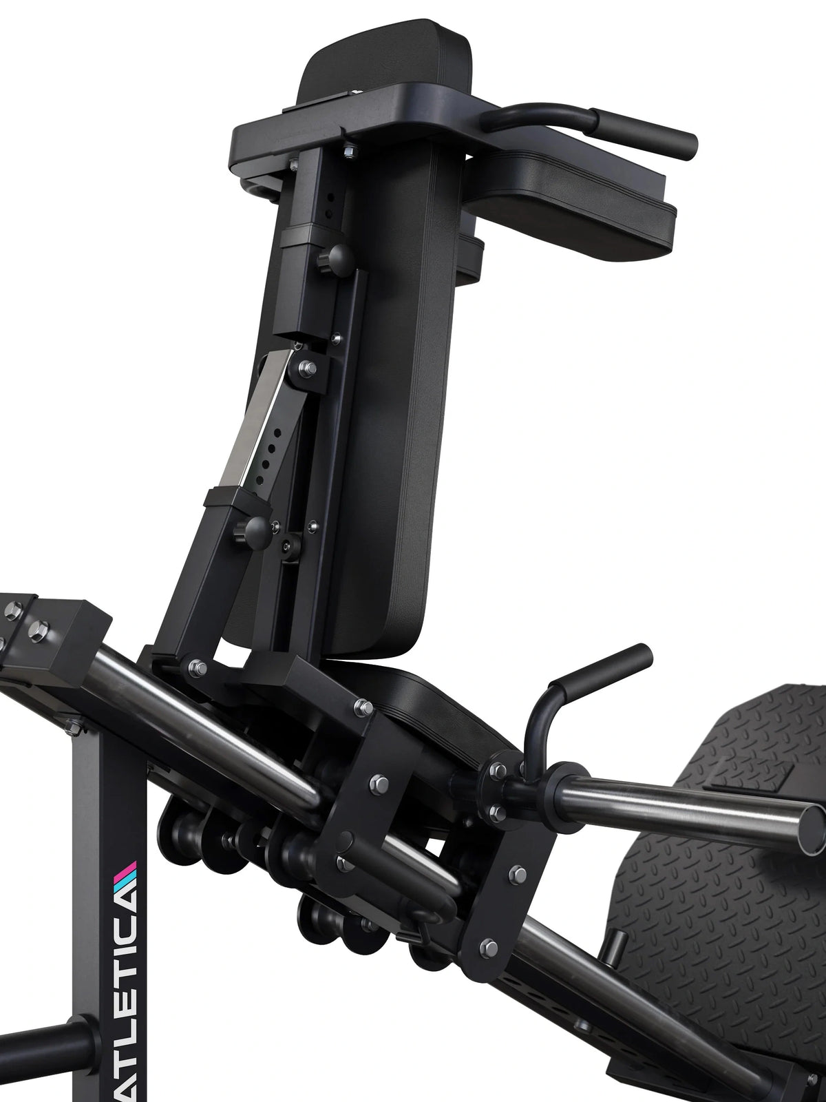 VERSA Hack Squat Leg Press with padded back pad, footplate, handles