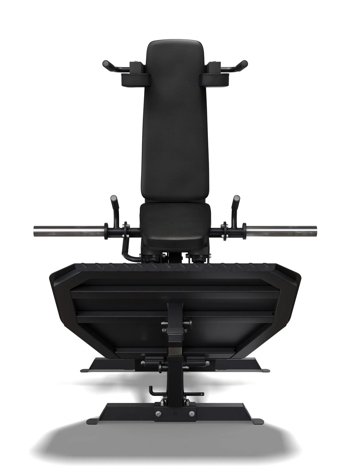 VERSA black Leg Press with back pad, foot plate, handles at the top of the pad
