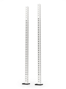 R8 Colored Uprights - two white fitness posts with hole grid, black base