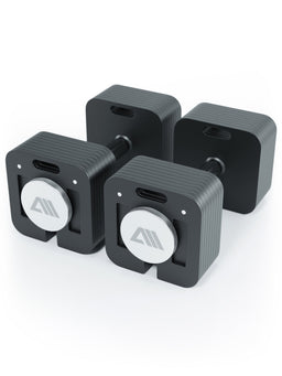 Atletica QUAD - two adjustable dumbbells, square weight plates, central logo