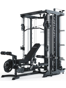 KSK - home gym with Smith Machine, adjustable weight bench, lat pulldown, leg curler