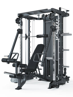 KSK - multifunctional home gym with barbell storage, cable pulley, padded bench
