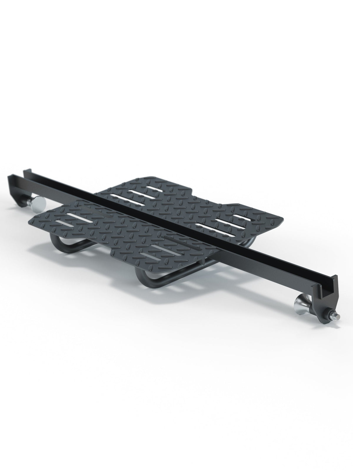 Atletica Leg Press - black metal attachment with non-slip footplate, two rollers