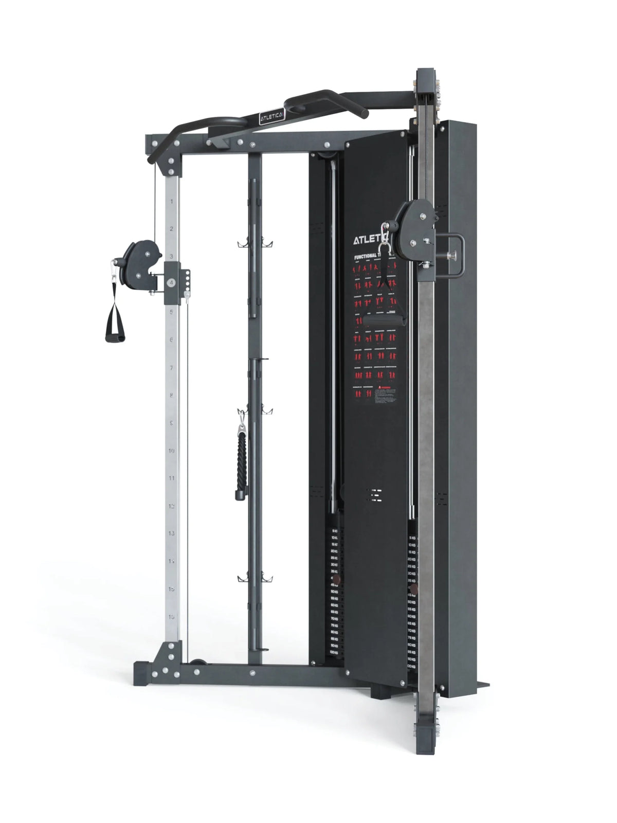 Range Set with X-Five High Functional Trainer and B4 Weight Bench - Functional Trainer with two Cable Pulls, Pull-Up Bar