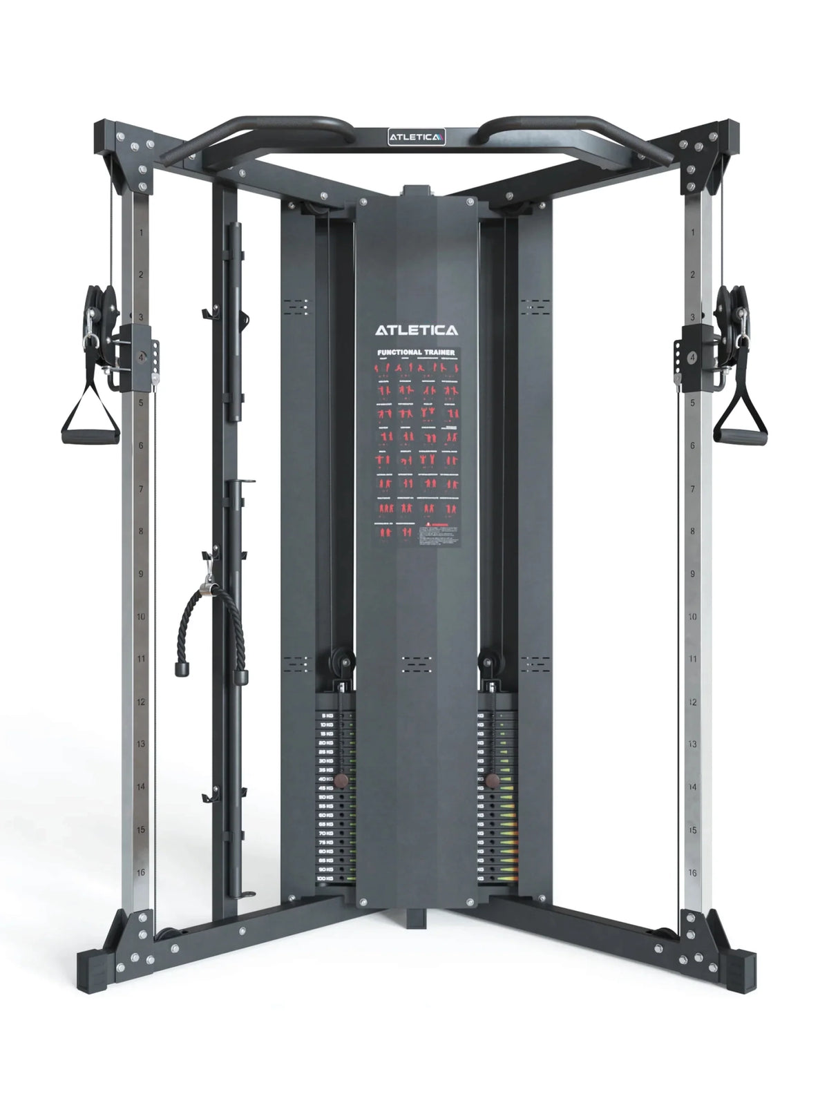 Range Set with X-Five High Functional Trainer and B4 Weight Bench - functional trainer with two handles, weight stack, cable pull