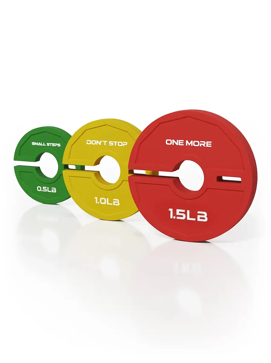 Add-on Flex Plates - weight plates, green 0.5 lb, yellow 1 lb, red 2 lb, made of solid rubber, for fine-step weight increase