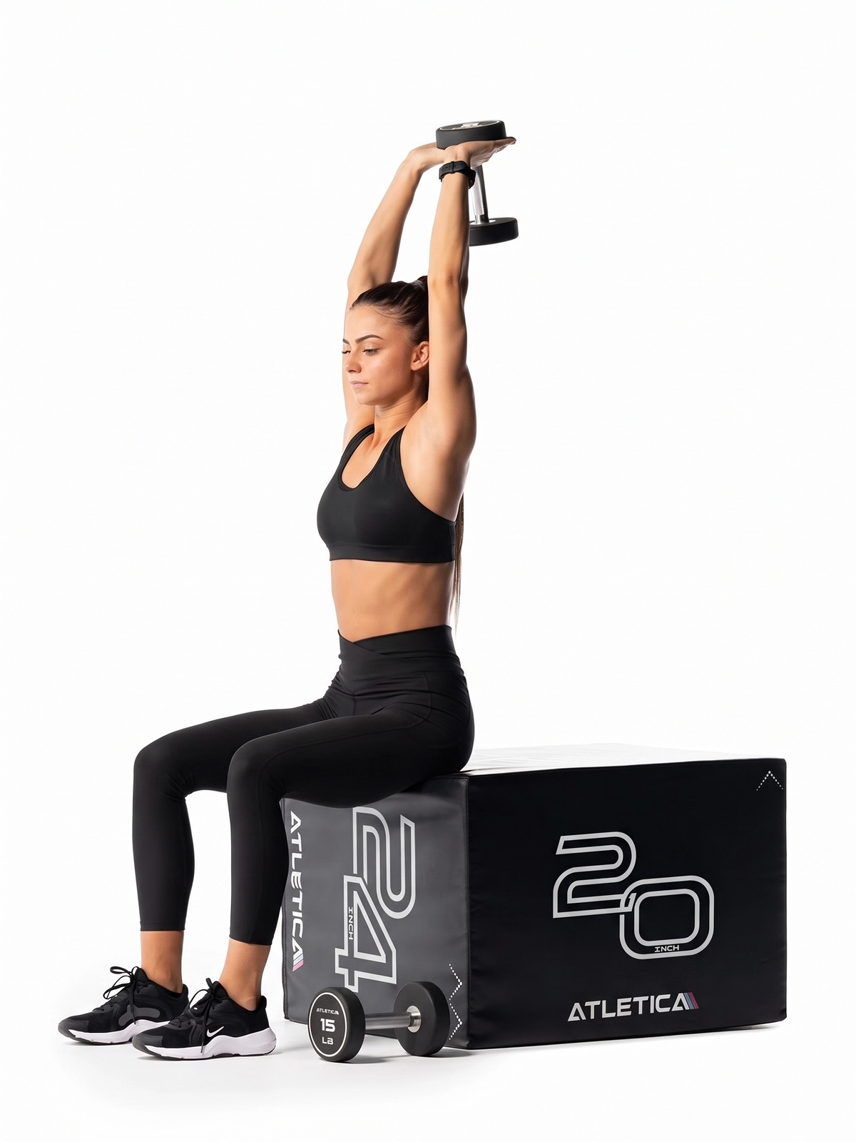 Plyobox jump box SoftStep - shoulder press with dumbbell on the plyobox