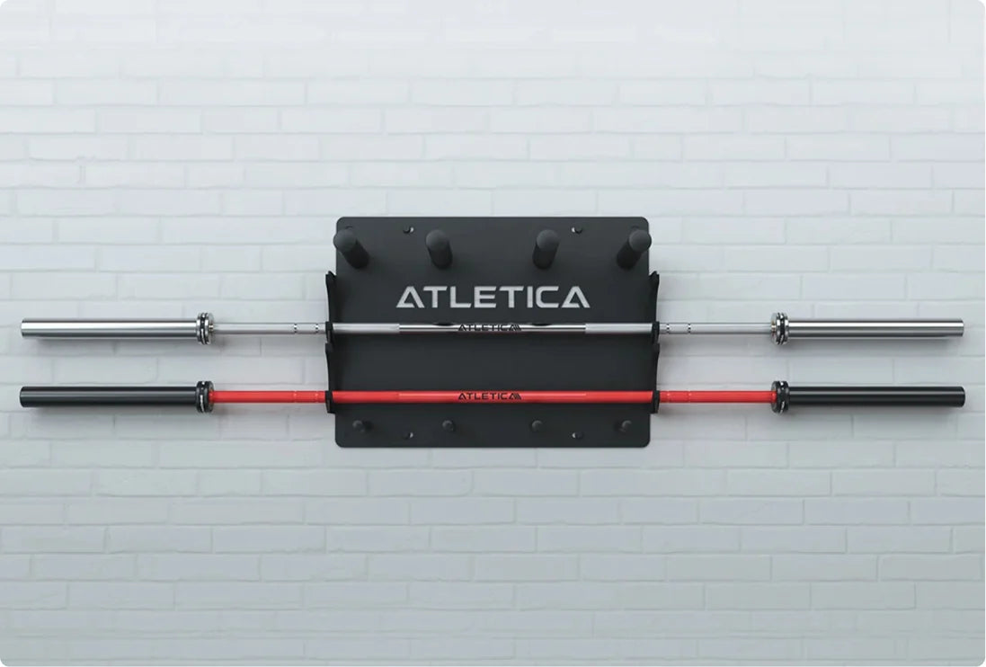 Atletica Gamma Powerlifting Hantelstange auf Langhantelablage