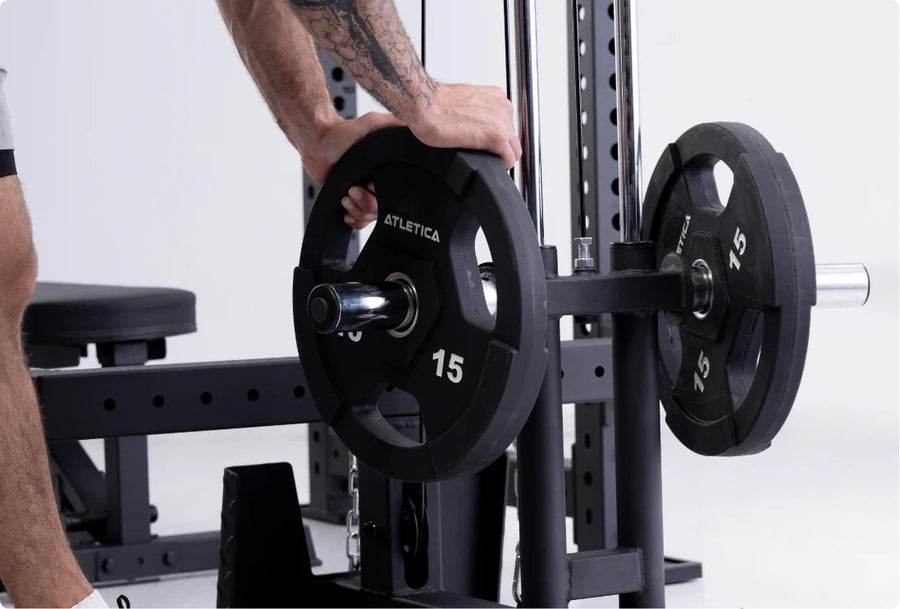 Integrated lat pulldown with counterweight