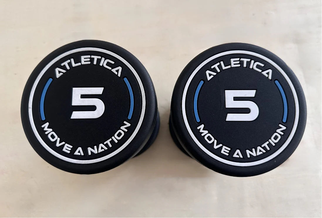 Gewichtsangaben der Rundhanteln Pro von Atletica, 5kg Paar